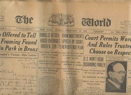 The World Newspaper Final Issue New York February 27, 1931  - $87.12