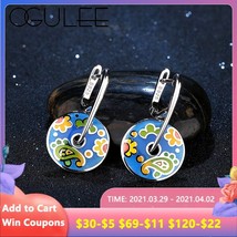 2021 Fine Jewelry Oil Painting Flamboyant Sunflower Drop Earrings for women Auth - £31.33 GBP