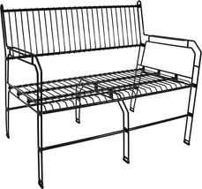 Sunnydaze 2-Person Modern Metal Patio Bench - Indoor/Outdoor Black, Inch H. - £136.86 GBP