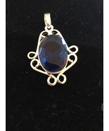 Fashion Blue Crystal Necklace Pendant Ornamental 925 Silver Ships N 24h - $40.37