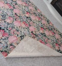 Vintage Floral Upholstery Fabric Pink Sage Green Black - $25.00