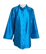 Linea by Louis Dell’Olio Turquoise Blue mandarin Collar Jacket Sz 16 - £23.66 GBP