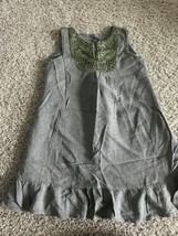 Zara Girls 11-12 Years 152cm Gray Sleeveless Dress Pocket Ruffle Hem - $14.01