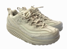 Women’s Skechers Shape Ups White Leather Lace up Sneakers Walking Shoes Size 9 - £42.70 GBP