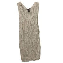 Kenar White Open Knit Sequin Linen Cotton Tunic Top Beach Dress Womens S... - £11.79 GBP