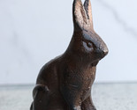 Pack Of 2 Rustic Cast Iron Cottage Bunny Rabbit Hare Sitting Figurines 3... - $19.99