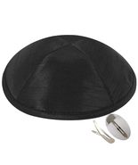 Zion Judaica Raw Silk Navy Kippah Skullcap 6.5&quot; Blue Kippa Yamaka Faux R... - $14.85