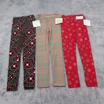 LulaRoe Pants Girls L to XL Black Pink Red Printed Design Set of 3 Leggings - $28.69