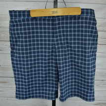 Greg Norman Plaid Mens Golf Shorts Blue White Zipper Front Size 36 - £13.61 GBP