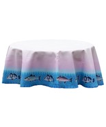 Betsy Drake Assorted Fish 68 Inch Round Table Cloth - £70.39 GBP