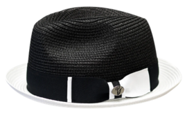 Men's Bently Semi Crushable Fedora Briad Straw Hat Enzo EN200 Black/White image 2