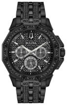 Bulova Octava Crystal Black Chronograph Men Watch 98C134 - £437.62 GBP