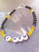 X-Men Handmade Bracelet with Lava Beads and Yellow Crystals - £3.10 GBP