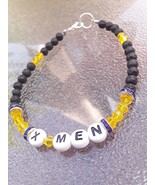 X-Men Handmade Bracelet with Lava Beads and Yellow Crystals - £3.16 GBP