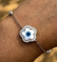 925 Plata Mal de Ojo Protección Pulsera Amuleto Nazariya Madreperla 5.38 gm - £22.30 GBP