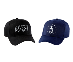 NEW Lot of 2 Simply Blessed &amp; Miraculous Medal Baseball Hats Caps Women ... - £24.03 GBP