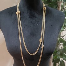 Women Boho Style Gold Tone Double Stranded Trendy Long Chain Necklace - £21.80 GBP