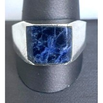 Men&#39;s Taxco 925 Sterling Silver And L API S Lazuli Signet Ring Size 11.75 Sky - £71.45 GBP