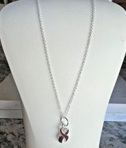 Red Ribbon Charm Necklace Silver 18&quot;  Aids awareness, drug and alcohol abuse - £3.90 GBP+