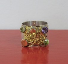 Michou Gemstone Ring Size 6 Sterling Silver and Gold Vermeil - $163.35