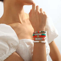 Red &amp; White Stripe &amp; 18K Gold-Plated &#39;LOVE&#39; Beaded Stretch Bracelet Set - £11.98 GBP
