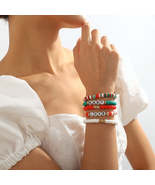 Red &amp; White Stripe &amp; 18K Gold-Plated &#39;LOVE&#39; Beaded Stretch Bracelet Set - £11.84 GBP