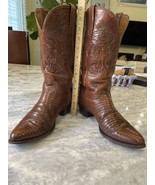 Lucchese handmade exotic Teju lizard cowboy boots men’s size 8 D tobacco... - $325.00