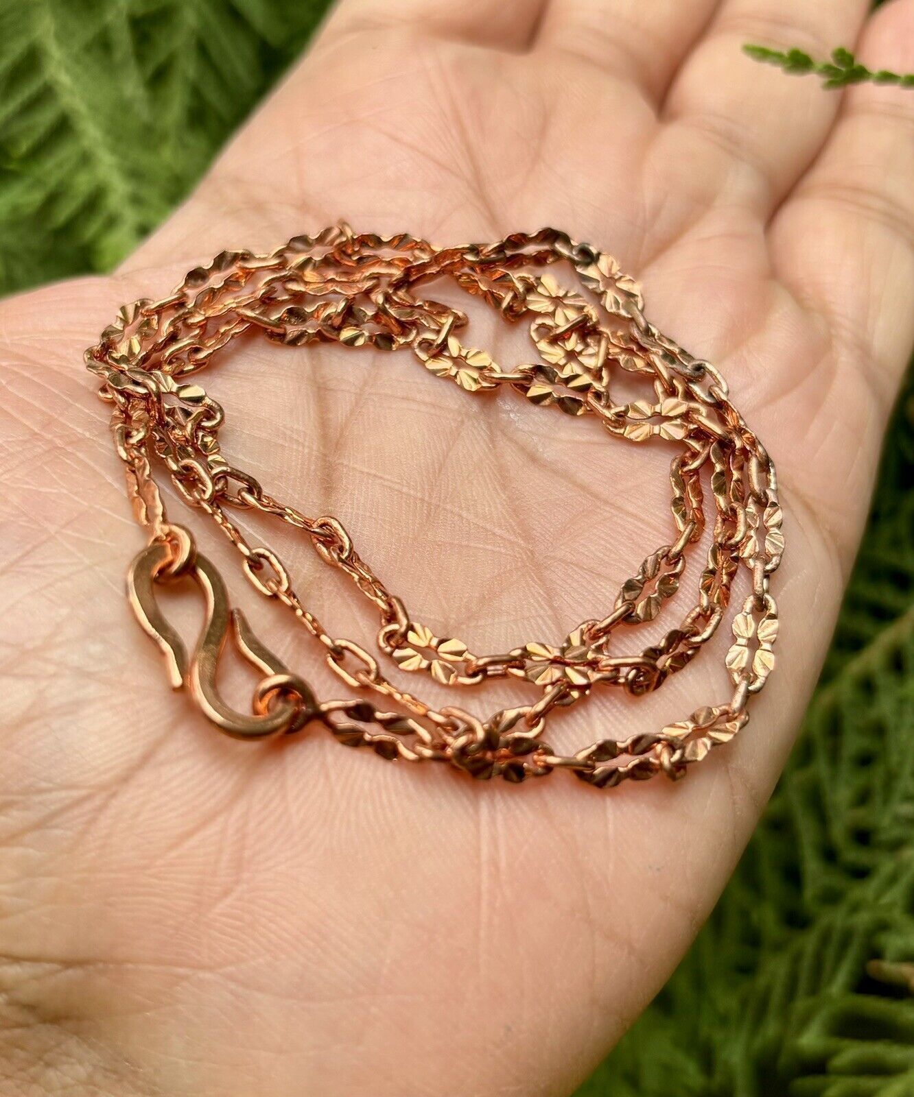 Collier chaîne câble floral en cuivre pur 32 pouces guérison bijoux en...