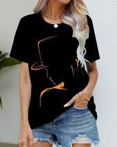 Blouse Women&#39;s Black T Shirt Fashion Digital Print Model #03 - £16.20 GBP