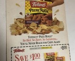 1995 Totino’s Pizza Rolls With Coupon Vintage Print Ad Advertisement pa15 - £5.44 GBP