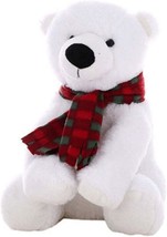 Nanook Plush Polar Bear 16 Inch Stuffed Toy w White Fur Adorable Plaid Scarf Cud - £45.81 GBP