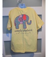 SIMPLY SOUTHERN Yellow SS Elephant Print T-Shirt Size M Girl&#39;s - $262.29 MXN