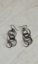 Vintage Earrings Costume Jewelry Handmade Circles Art Deco Abstract B64 - £10.34 GBP