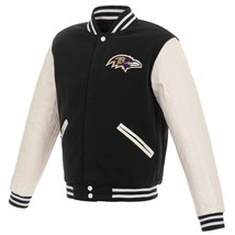 NFL Baltimore Ravens Reversible Fleece Jacket PVC Sleeves 2 Front Logos JHD - £94.35 GBP