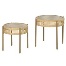 Outsunny Wicker Patio Set: Round Coffee Table &amp; End Table - $170.99