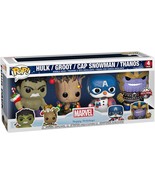 Funko POP! Marvel Happy Holidays Hulk Groot Cap Thanos 4pak SE - $35.45