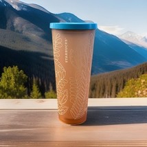 Starbucks Venti Cold Tumbler Summer 2017 Matte Coral 24 Oz Rainforest Le... - $14.85