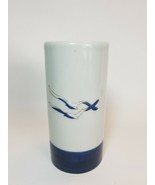 Otagri Seagull Blue White Bird Vase 6 1/8&quot; Handcrafted Japan Foil Vintage  - £10.45 GBP