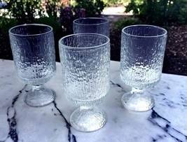 Set of 4 Vintage Indiana Glass CRYSTAL ICE Tree Bark 5 7/8&quot; Water Goblet... - £19.47 GBP