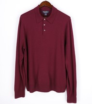 Brooks Brothers Polo Sweater Mens XL Maroon Red Saxxon Wool Long Sleeve - $46.50