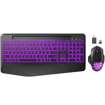 Wireless Keyboard And Mouse With 7 Color Backlit, Wrist Rest, Jiggler Mo... - £65.26 GBP