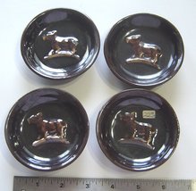  Lot of 4 Vintage Salt Cellars Ceramic Brown with Small Dogs - $22.99