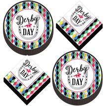 HOME &amp; HOOPLA Derby Day Party Horse Racing Paper Dinner Plates and Lunch Napkins - £13.44 GBP