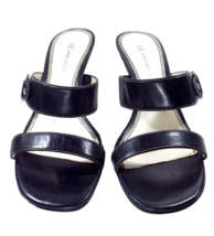 Women High Heels Slides Dark Brown Size 8.5 AK ANNE KLEIN Leather Summer Flirty - £21.06 GBP