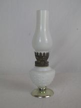 Vintage Miniature Milk Glass Oil Hurricane Lamp Peacock Japan 7.75&quot; RG111 - $18.24 CAD