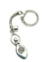 Moon Goddess &amp; Attraction Bell Wiccan Witch Keyring Keychain Rhodium Plated - £3.97 GBP