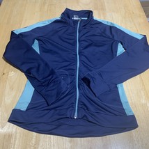 ALO COOLFIT Womens Medium Navy Teal Coolfit Full Zip Stretch Yoga Track ... - $40.66