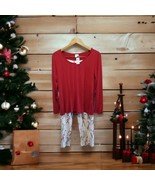 Soma Womens Size Medium Cool Nights PJ Set Candy Canes Ivory Red Top NWT - £32.62 GBP
