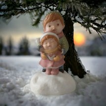 Avon Caroler Musical Ceramic Figure Joy To The World Boy Girl Snow 1980s... - $19.78