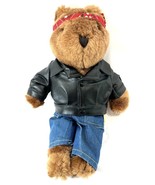 Aldon Heart Co Teddy Bear 14” Plush Biker Brown Bear Leather Jacket Vint... - $128.13 MXN